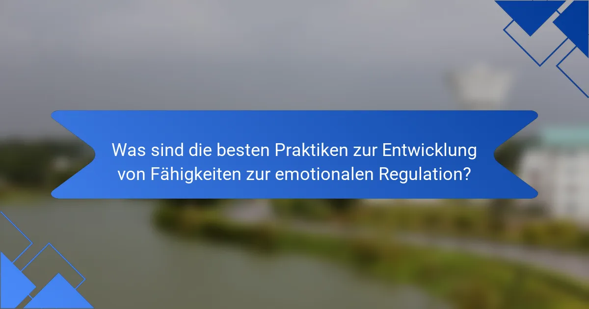 Was sind die besten Praktiken zur Entwicklung von Fähigkeiten zur emotionalen Regulation?