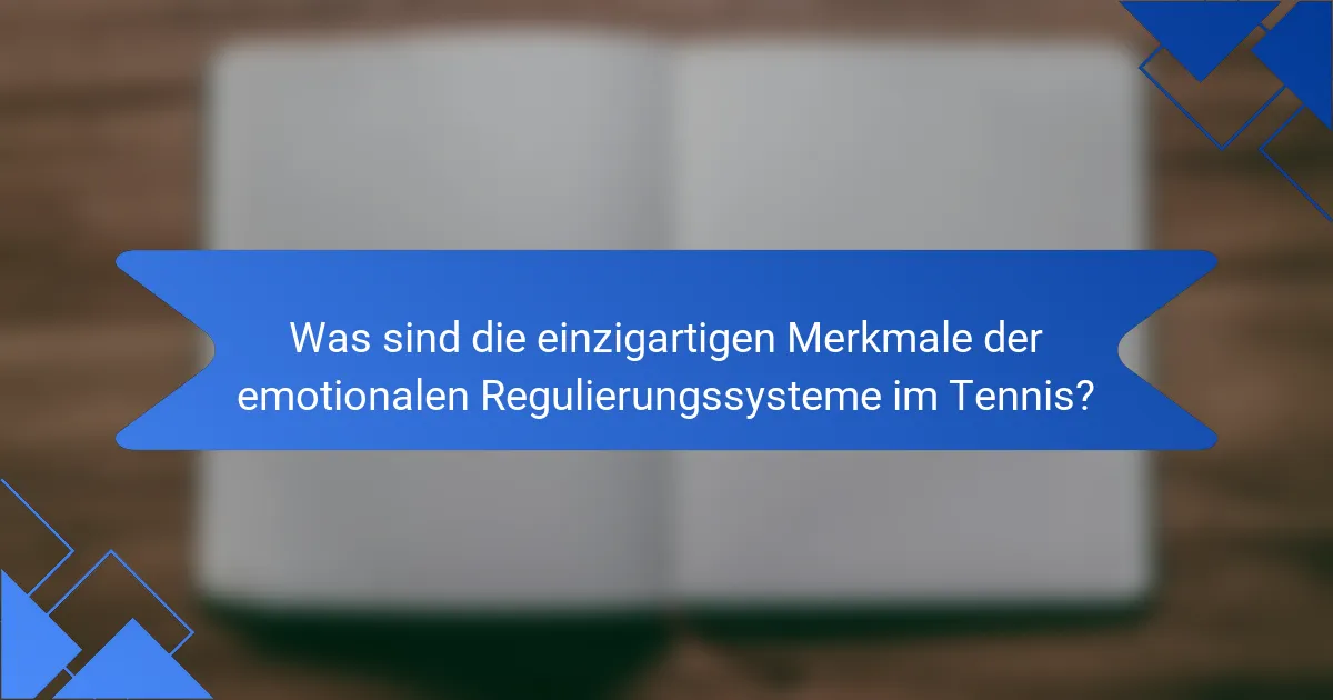 Was sind die einzigartigen Merkmale der emotionalen Regulierungssysteme im Tennis?