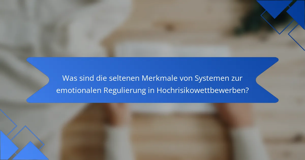 Was sind die seltenen Merkmale von Systemen zur emotionalen Regulierung in Hochrisikowettbewerben?
