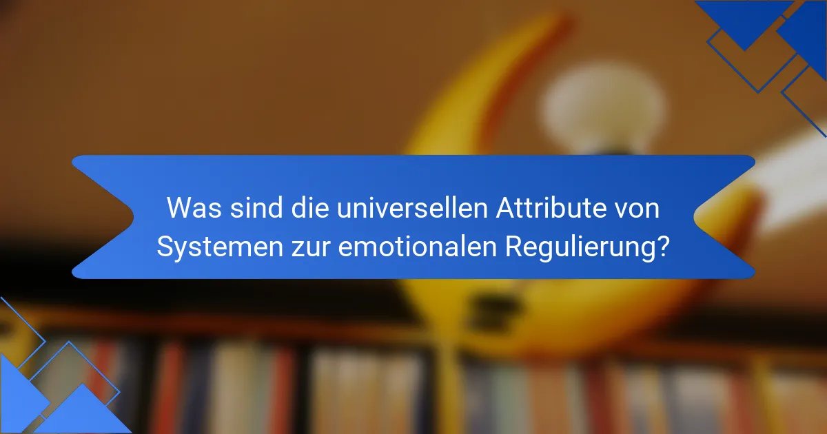 Was sind die universellen Attribute von Systemen zur emotionalen Regulierung?