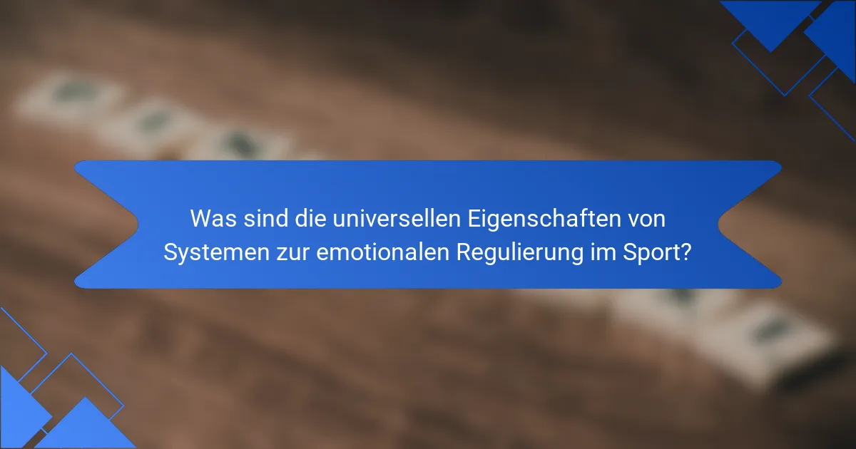 Was sind die universellen Eigenschaften von Systemen zur emotionalen Regulierung im Sport?