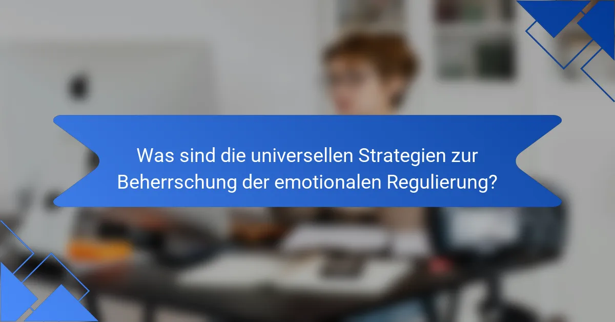Was sind die universellen Strategien zur Beherrschung der emotionalen Regulierung?