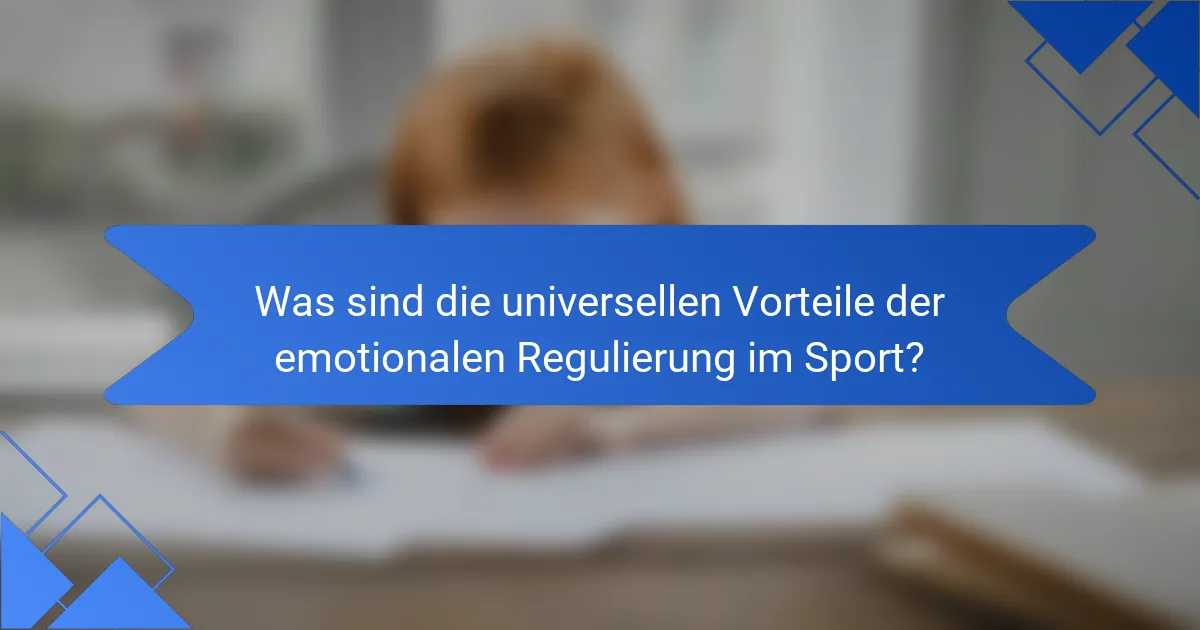 Was sind die universellen Vorteile der emotionalen Regulierung im Sport?