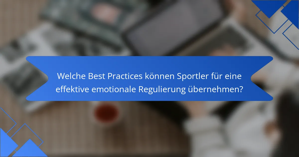 Welche Best Practices können Sportler für eine effektive emotionale Regulierung übernehmen?