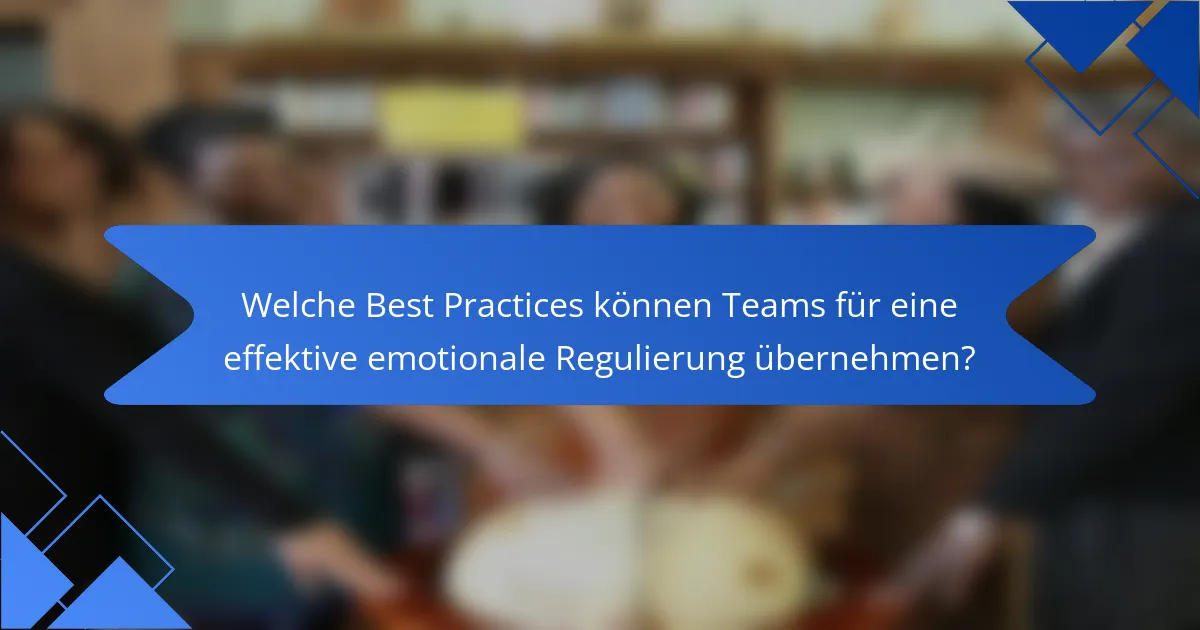 Welche Best Practices können Teams für eine effektive emotionale Regulierung übernehmen?