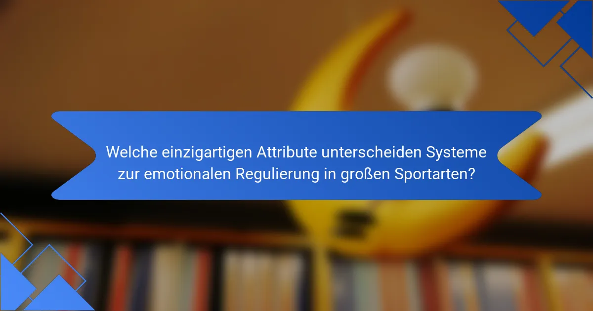Welche einzigartigen Attribute unterscheiden Systeme zur emotionalen Regulierung in großen Sportarten?