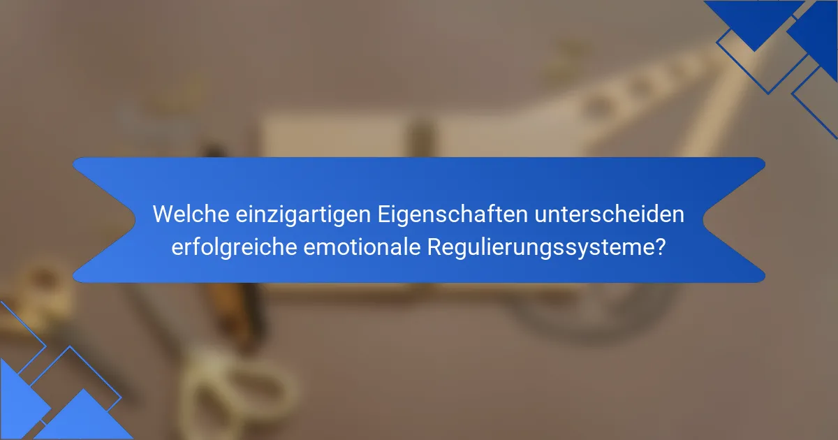 Welche einzigartigen Eigenschaften unterscheiden erfolgreiche emotionale Regulierungssysteme?