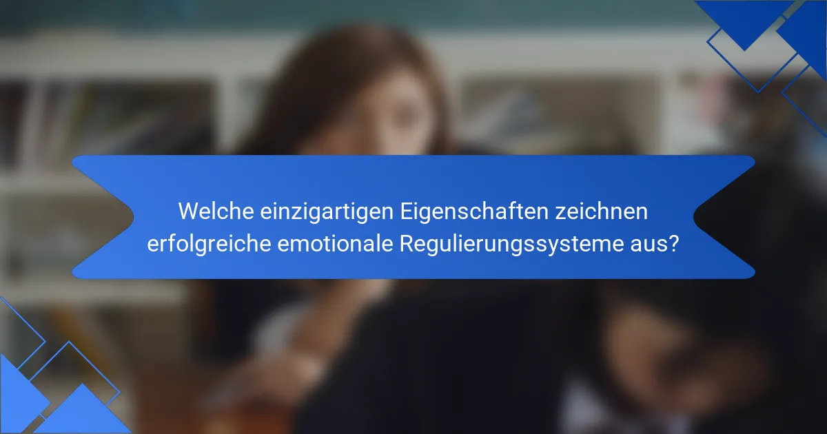 Welche einzigartigen Eigenschaften zeichnen erfolgreiche emotionale Regulierungssysteme aus?