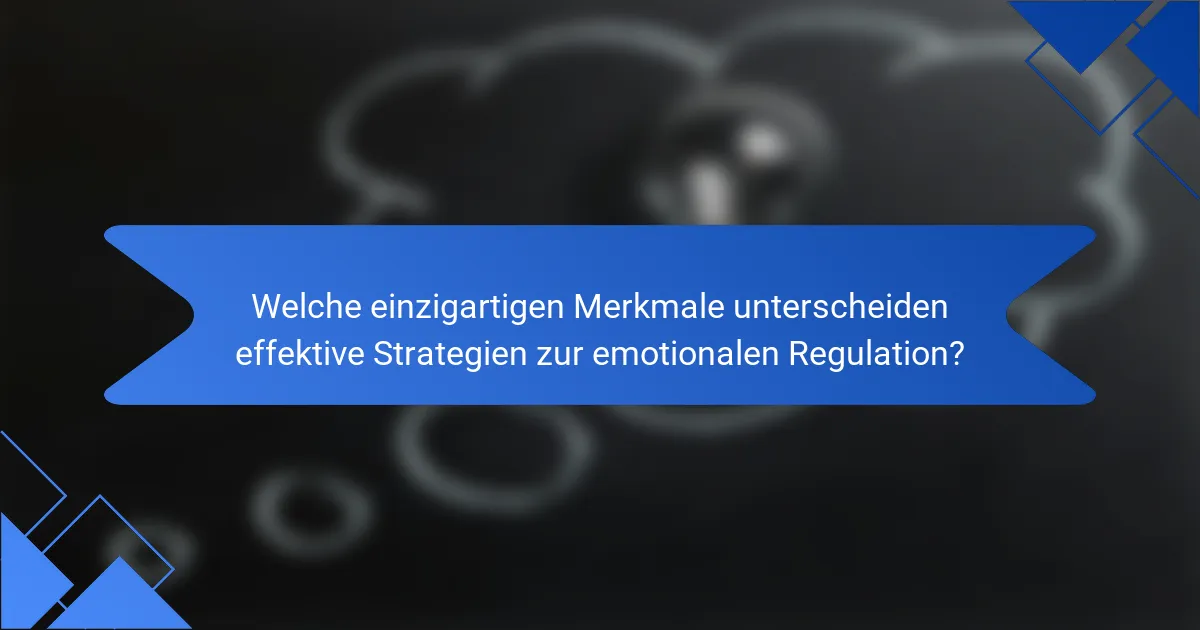 Welche einzigartigen Merkmale unterscheiden effektive Strategien zur emotionalen Regulation?