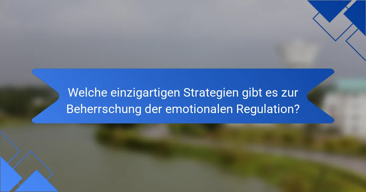 Welche einzigartigen Strategien gibt es zur Beherrschung der emotionalen Regulation?