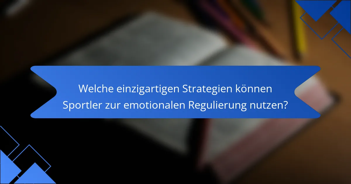 Welche einzigartigen Strategien können Sportler zur emotionalen Regulierung nutzen?