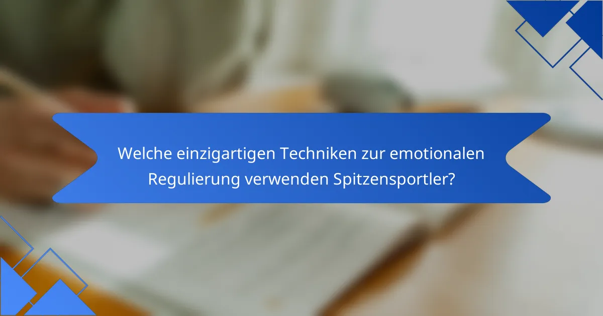 Welche einzigartigen Techniken zur emotionalen Regulierung verwenden Spitzensportler?
