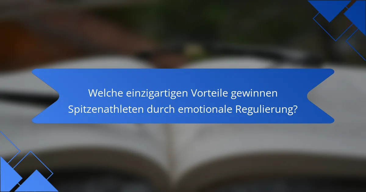 Welche einzigartigen Vorteile gewinnen Spitzenathleten durch emotionale Regulierung?