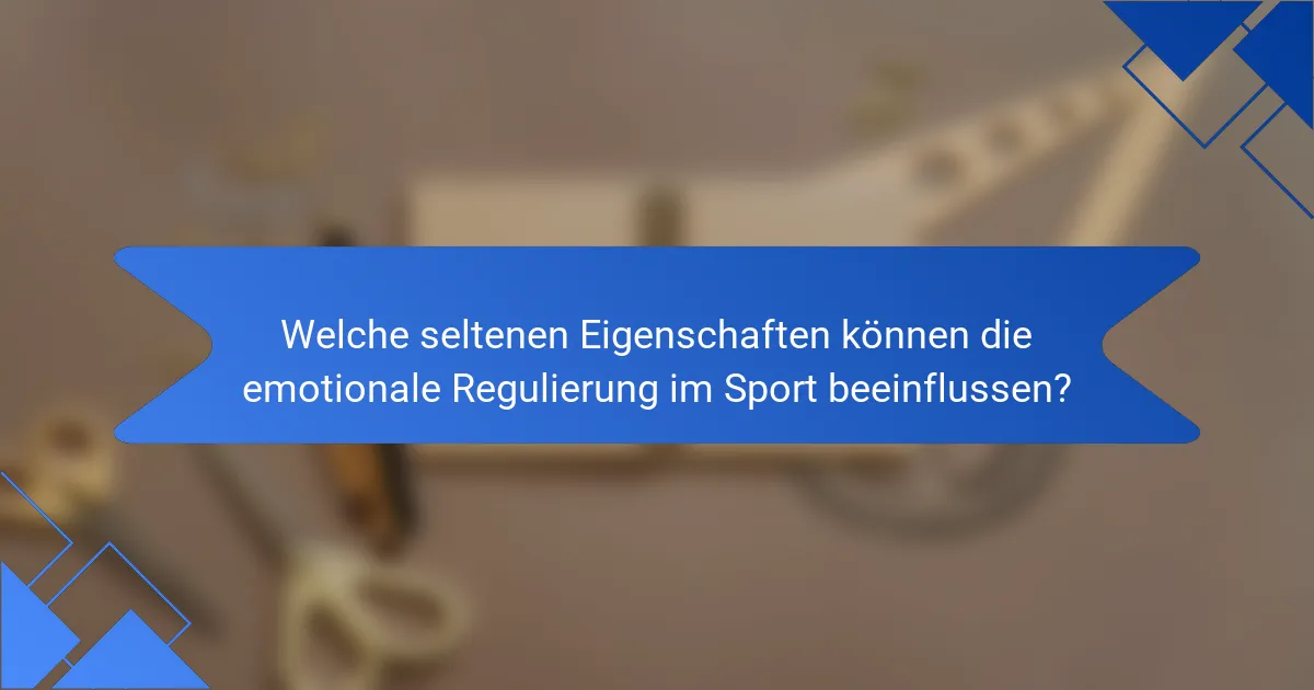 Welche seltenen Eigenschaften können die emotionale Regulierung im Sport beeinflussen?