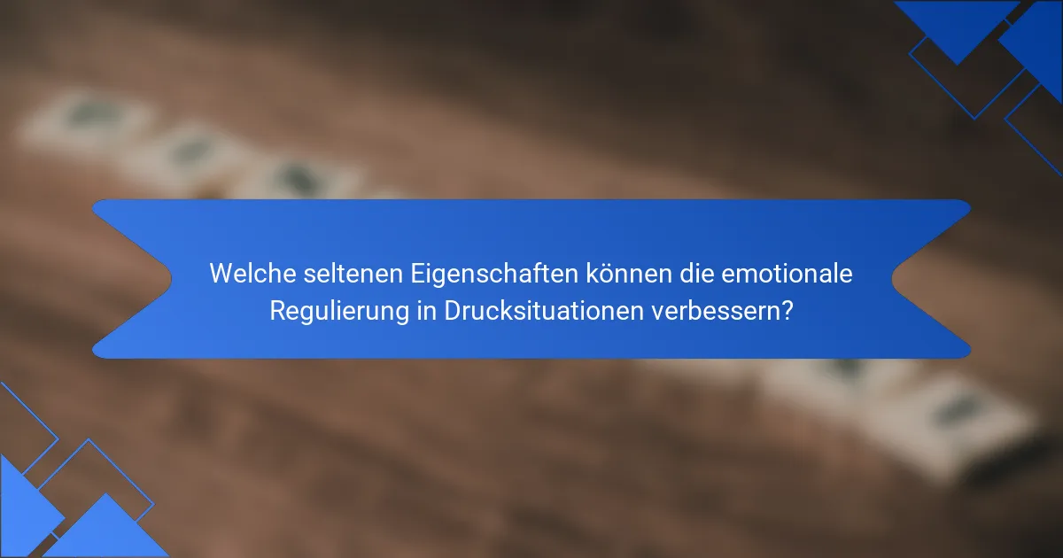 Welche seltenen Eigenschaften können die emotionale Regulierung in Drucksituationen verbessern?