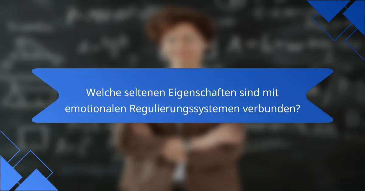 Welche seltenen Eigenschaften sind mit emotionalen Regulierungssystemen verbunden?