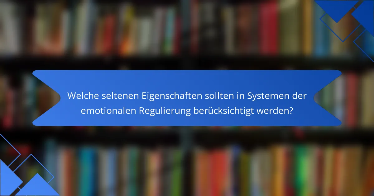 Welche seltenen Eigenschaften sollten in Systemen der emotionalen Regulierung berücksichtigt werden?