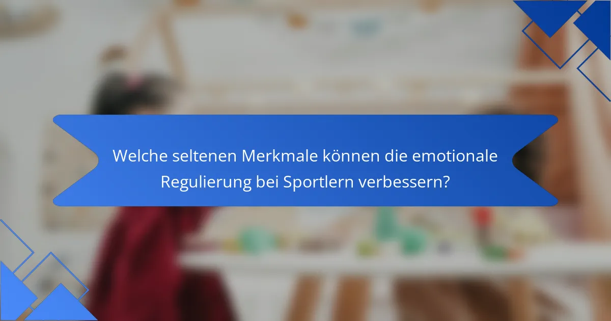 Welche seltenen Merkmale können die emotionale Regulierung bei Sportlern verbessern?