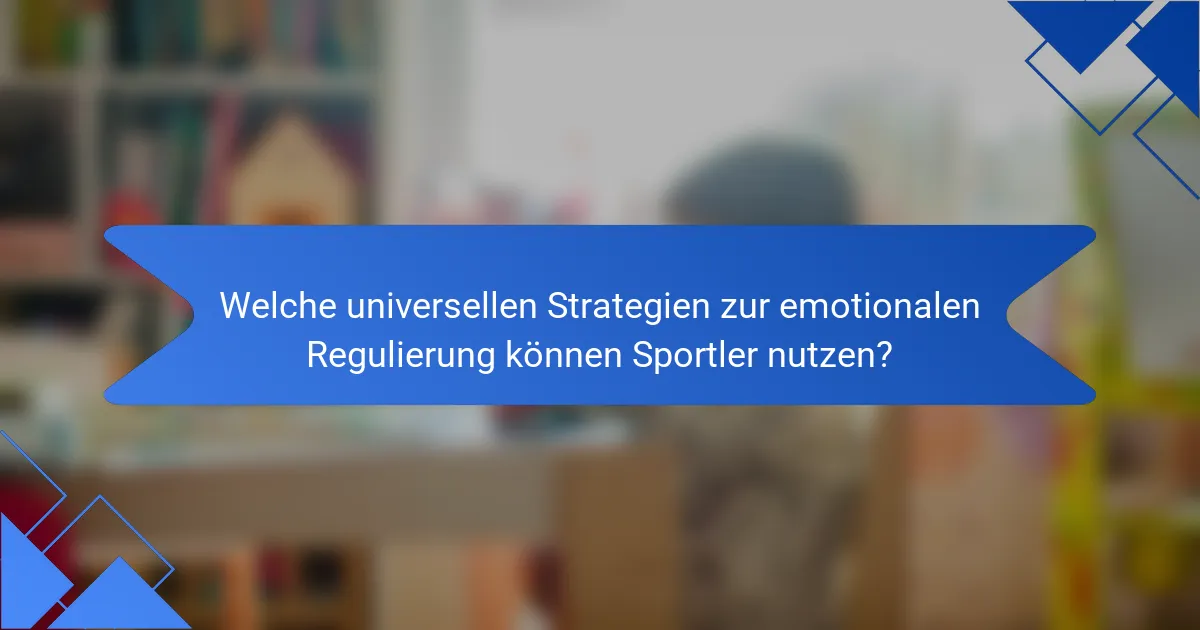 Welche universellen Strategien zur emotionalen Regulierung können Sportler nutzen?