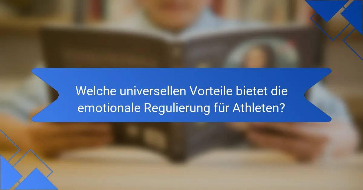Welche universellen Vorteile bietet die emotionale Regulierung für Athleten?